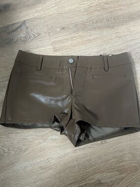 Faux Leather Strapless Bustier in Dark Brown